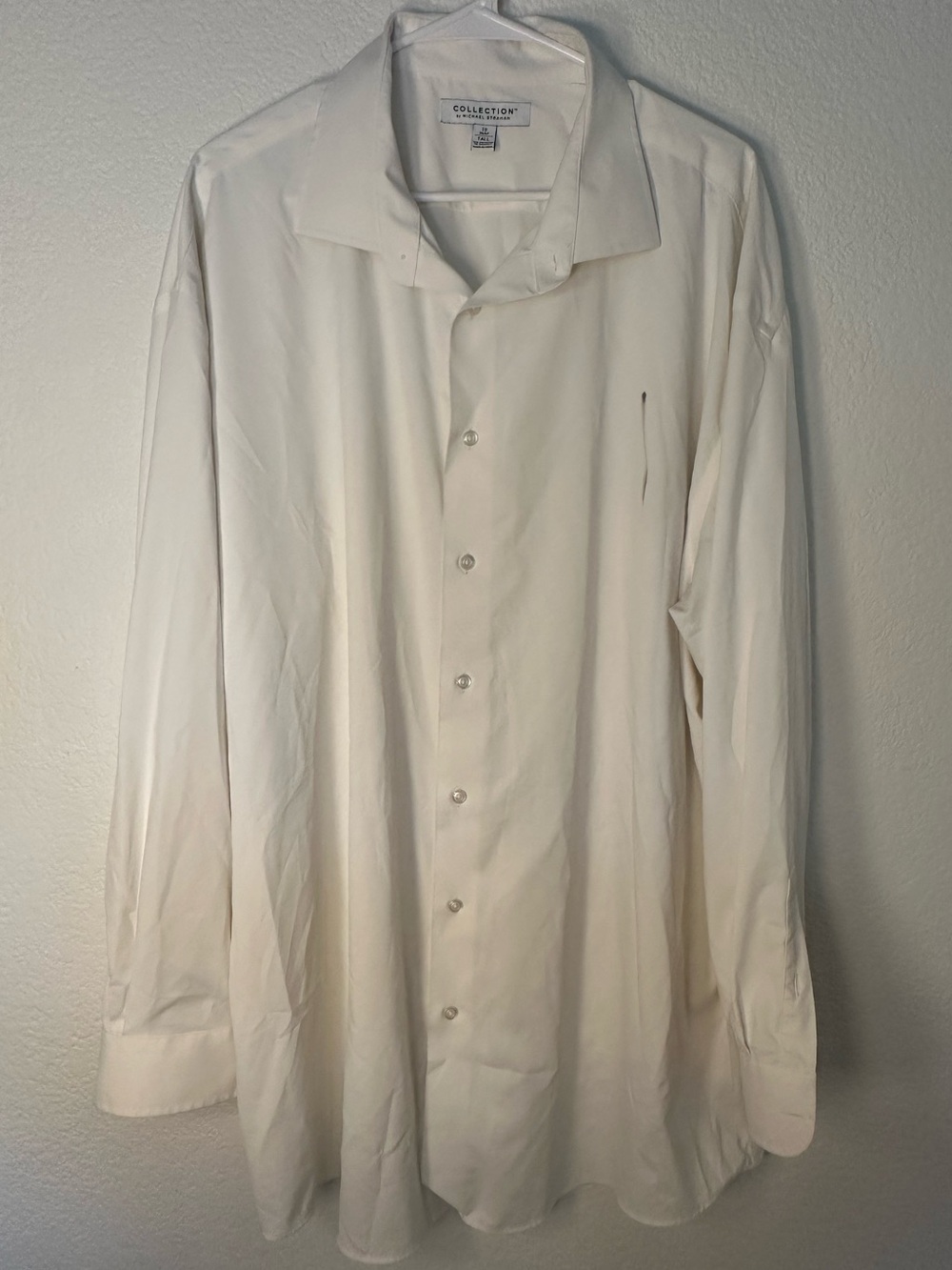 Collection by Michael Strahan White Dress Shirt 19 36/37 Tall Button Down